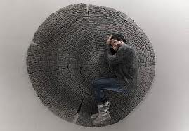 om pe o parte de copac